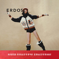 ERDOS 24冬季新品复古费尔岛毛衣翻领提花宽松女士针织短外套