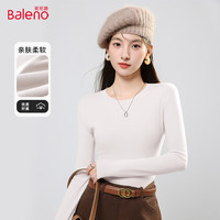 班尼路（Baleno）圆领长袖T恤打底衫女2025年秋冬季修身显瘦气质减龄保暖内搭上衣 沙砾色/纯色 M