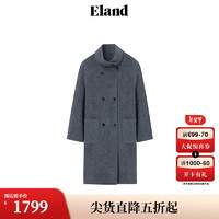 ELAND衣恋84%绵羊毛双面呢长款大衣 (18)/Grey S/160