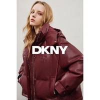 唐可娜儿 DKNY 90白鸭绒可脱卸帽皮质女式羽绒服2024秋冬