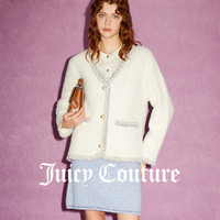 橘滋 Juicy Couture 冬款奶油混合小香风珍珠纽扣毛衣外套女