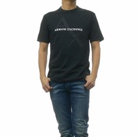 A|X ARMANI EXCHANGE 男士圆领徽标 T 恤  黑色 中号