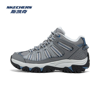 斯凯奇（Skechers）秋季岚霖女士防泼水徒步鞋耐磨抓地轻量缓震舒适 灰色/蓝色/GYBL 36.5