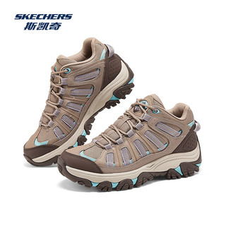 斯凯奇（Skechers）秋季岚霖女士防泼水徒步鞋耐磨抓地轻量缓震舒适 灰褐色/多彩色/TPMT 35