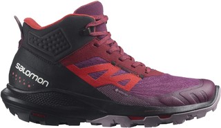 salomon 萨洛蒙 女式 OUTPULSE Mid GoreTex 登山靴 葡萄酒/香草冰/罂粟红 8