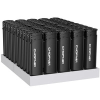 超凡 一次性打火机防风一整盒厂家充气订做广告印字男普通家用 (防风)CF21纯黑 50支