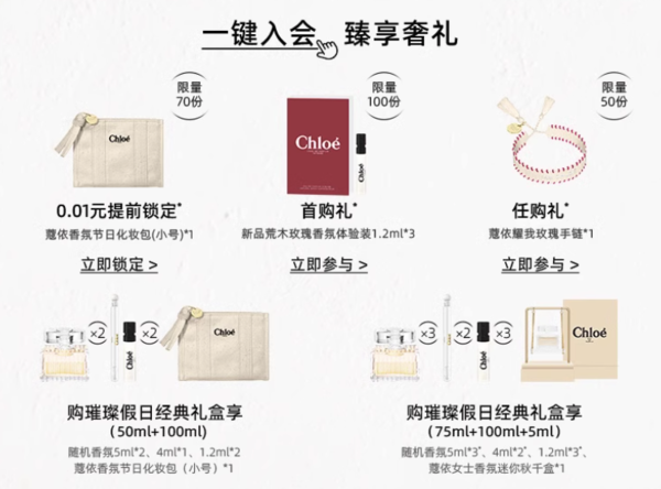 Chloé 蔻依 璀璨假日经典礼盒（女士浓香水100ml+香氛身体乳100ml+淡香水5ml）