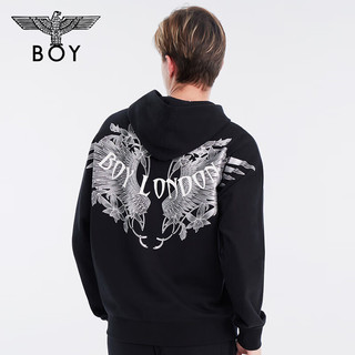 BOY LONDON【神秘爱人】秋季款长袖仿烫银印花潮牌百搭简约卫衣N04006 黑色 XS