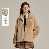 【简约休闲】衣恋外套女宽松羊羔绒同色系拼接保暖外套秋冬款