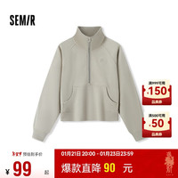 森马(Semir)卫衣女插肩袖立领复古简约2024冬季抓绒套头衫ins潮109724116001 浅卡其50368 XS