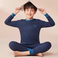 猫人 MIIOW儿童秋衣秋裤女大童保暖内衣套装纯棉全棉男童睡衣青少年秋冬 藏青 120