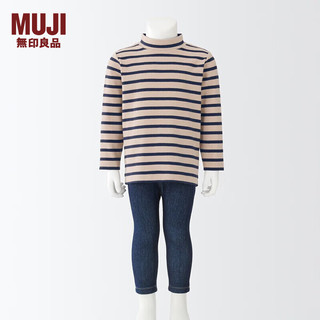 MUJI 无印良品 MUJI 婴童 条纹高领 长袖T恤 儿童童装
 CCG12A2A 浅米色条纹