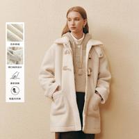 【翻领外套】衣恋仿羊羔毛外套女宽松版型仿茸翻领牛角扣外套秋冬