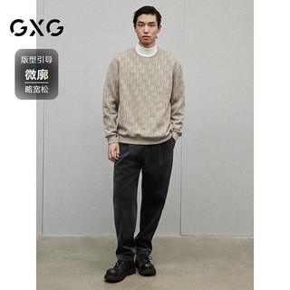 GXG男装双色老花满印圆领卫衣男士24冬季 卡其色 185/XXL