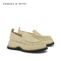 CHARLES & KEITH 女士绗缝褶皱设计厚底乐福鞋 CK1-71900002