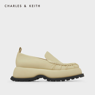 CHARLES&KEITH【SALE】绗缝褶皱设计厚底乐福鞋女士CK1-71900002 Yellow黄色 38