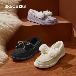 斯凯奇（Skechers）女鞋秋冬奶贝鞋加绒毛毛鞋软底单鞋豆豆鞋乐福鞋167700 栗色/CSNT 39.5