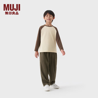 MUJI 无印良品（MUJI）大童 天竺编织插肩袖长袖T恤童装打底衫男童女童儿童CB09CC4A 棕色