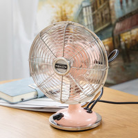 IMASU 马卡龙粉复古散热风扇家用台式金属循环电扇宿舍摇头扇轻音