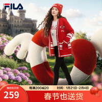 FILA 斐乐女帽针织帽杨幂同款2025春季新年款时尚休闲保暖帽毛线帽 传奇红-RD XS