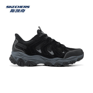 斯凯奇（Skechers）男士户外登山徒步鞋秋季耐磨抓地复古时尚百搭 黑色/炭灰色/BKCC 39