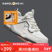 康龙男鞋冬季休闲鞋潮流厚底面包鞋男士板鞋增高运动鞋时尚鞋子男 白灰色【脚瘦请拍小一码】 43