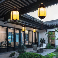 岚逸户外吊灯防水新中式庭院花园走廊室外大门口祥云六角别墅凉亭吊灯 小号吉祥六角/仿云石款