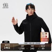 /可隆 KOLON SPORT软壳夹克 男子户外运动登山徒步越野抽绳连帽外套 LHJK4ANK21-BK 黑色 3XL 190/108B