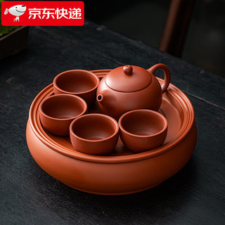 苏氏陶瓷 SUSHI CERAMICS）紫砂西施壶4茶杯配紫砂储水茶盘高温烧制细腻紫砂功夫茶具套装