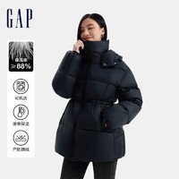 Gap 女装2024秋冬新款按扣立领连帽羽绒服简约纯色保暖外套619771