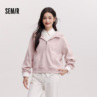 森马(Semir)女连帽插肩袖宽松2024冬季纯色衣服简约风101724116023 橡皮粉61214 XL
