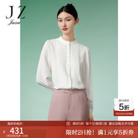 玖姿（JUZUI）通勤立领衬衫女装春季法式泡泡袖设计感上衣 米白 XL