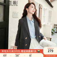 香影高级感灰色西装外套女2024秋装今年流行气质休闲通勤西服 灰色 M