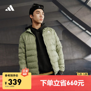 adidas 阿迪达斯 600蓬休闲修身保暖立领鸭绒羽绒服男装冬季阿迪达斯轻运动   帐篷绿（选大一码）   XS