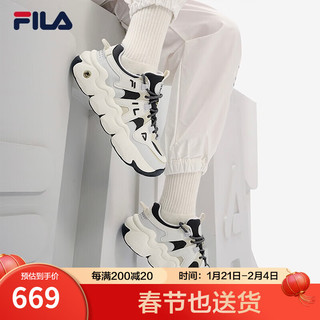 FILA 官方帕尼尼PANINI女鞋篮球鞋复古运动鞋休闲鞋 乌木/雪白-ES 37.5