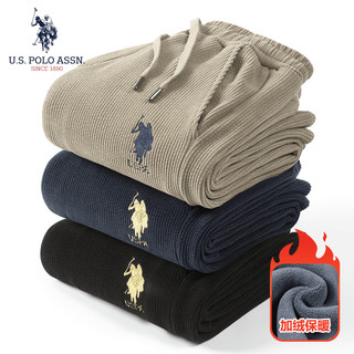 百亿补贴：U.S. POLO ASSN. 冬季灯芯绒加绒卫裤男束脚秋冬加厚直筒高档男士