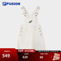 FILA FUSION 斐乐官方潮牌梭织背带裤女2024秋季时尚宽松背带短裤