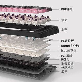 珂芝（KZZI）K75lite三模机械键盘无线蓝牙PBT键帽RGB光82键全键无冲gasket黑神话悟空可用键盘黑莓粉彩虹轴