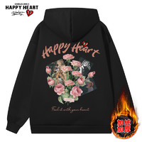 查尔斯桃心 CHARLES JANG'S HAPPY HEART 连帽卫衣男秋冬季2024花卉印花加绒加厚保暖外套