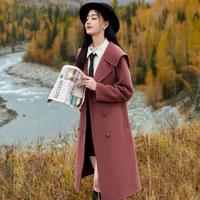 绵羊毛时尚百搭双面呢大衣时尚翻领设计感中长款呢保暖外套女冬款