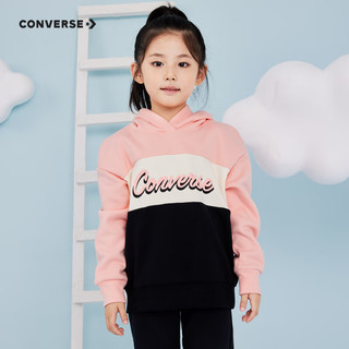 Converse 匡威儿童装女童连帽卫衣加绒印花撞色装外套4-15岁大童休闲上衣 烛光桃 150/68