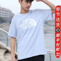 The North Face北面短袖男女同款春夏运动户外印花透气纯棉半袖T恤|86PS I0E灰色 S (165)