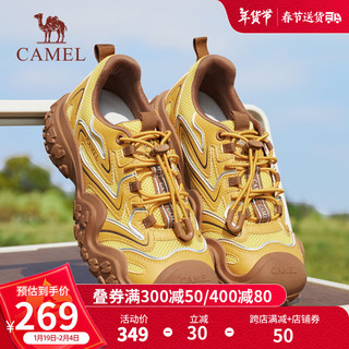 骆驼（CAMEL）登山鞋女丑萌鞋徒步鞋2025春季厚底时尚休闲鞋百搭通勤运动鞋 L25S469009,黄/银 37