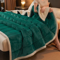 南极人毛毯被子冬季加厚加绒牛奶绒羊羔绒冬天毛毯单人宿舍珊瑚绒盖毯子 墨绿色 200*230cm