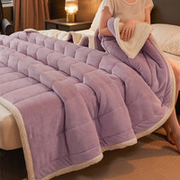 南极人毛毯被子冬季加厚加绒牛奶绒羊羔绒冬天毛毯单人宿舍珊瑚绒盖毯子 香芋紫 200*230cm