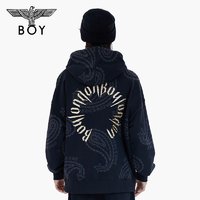 BOY LONDON BOYLONDON潮牌针织连帽套头休闲上衣情侣款秋季黑色满印长袖N0401