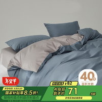 全品屋亲肤水洗四件套 夏季适用1.5/1.8米床上床单套件 被套200*230cm 40支四件套|雾霾蓝