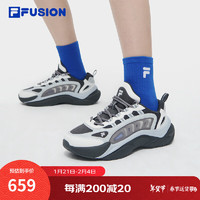 FILA FUSION斐乐潮牌女鞋SKY TRAIL DX复古潮鞋2024夏休闲鞋 阴影灰/雾蓝-DP 36.5