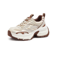 骆驼牌 [星辰]骆驼老爹鞋2024秋季新款透气银色厚底增高运动休闲鞋女款