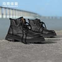 马克华菲男鞋2024秋季百搭潮流马丁靴男款增高黑色潮流工装靴